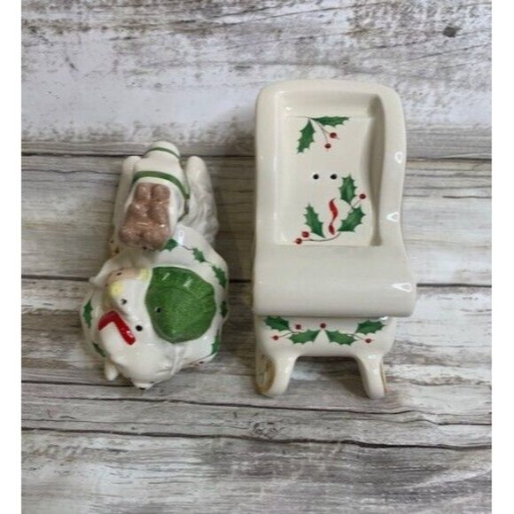 Vintage 2003 Lenox Holiday Reindeer & Sleigh Stackable Salt and Pepper Shakers - Picture 9 of 9